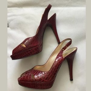Stuart Weitzman Peep Toe Slingback Heels Size 8.5